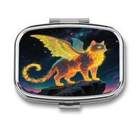Strange Creature Square Pill Case Travel Pill Organizer Portable Small Pill Box 2 Compartments Metal Medicine Box Sealed Pill Container Vitamins Medicine Organizer