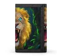 Strange Creature Trifold Wallet Front Pocket Coin Purse - Slim Credit Card Holder for Men & Women, Fluorescent Lion, One Size, Classic