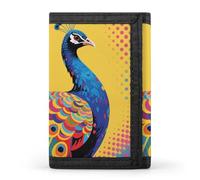 Strange Creature Trifold Wallet Front Pocket Coin Purse - Slim Credit Card Holder for Men & Women, Peacock pattern, One Size, Classic
