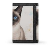 Strange Creature Trifold Wallet Front Pocket Coin Purse - Slim Credit Card Holder for Men & Women, Siamese Cat Art, One Size, Classic