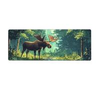 Strange Deerfloral Print Mousepad Laptop Keyboard Mat Large Mouse Pad With Stitched Edges Long Non-Slip Rubber Base Spring Desk Pad For Office Home Desk Decor, 31.5" X 11.8"