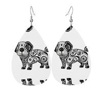 Strange Dog Printed teardrop-shaped leather earrings | High-end design, light luxury earrings