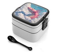 Strange Dragon Fantasy Axolotl Lunch Bento Box Stackable 2 Layers Container