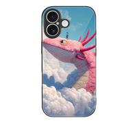 Strange Dragon Fantasy Axolotl Phone Case Compatible with iPhone 17 Air Pro Max Glass Protective Cover with Hanging Hole