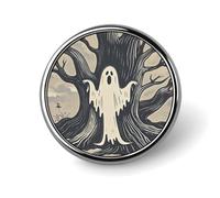 Strange Ghost Lapel Pin Round Metal Brooch Pin 1 Inch | Lightweight Badge Pin for Jackets, Secure Pin Back, Fashionable Button Pins for Suit Shirt Backpack Hat, Gift for Men Women