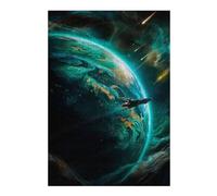 Strange Green World Themed Wooden Jigsaw Puzzle for Adults, 300 PCS