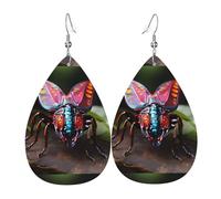 Strange Insects Leather Earring. Stylish teardrop shape, perfect for women, and a great decorative choice for parties and holidays.