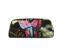 Strange Insects Print Pencil Case, Pencil Pouch with Zipper, Portable Stationery Organizer pencil bag - Office Travel, Gold, One Size, Art Deco