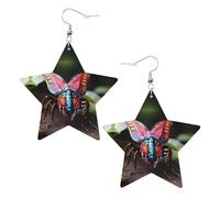 Strange Insects Prints Leather Star-Shaped Earrings Lightweight And Stylish Accessories For Parties Dances And Everyday Life.