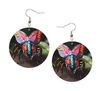 Strange Insects Round Leather Earrings KC Gold, Double-Side Printed Drop Dangle Jewelry for Women, for Festival Party Gift