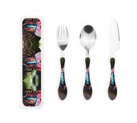 Strange Insects Western Tableware Steak Knife, Fork & Spoon 3-Piece Set †304 Stainless Steel & pp Plastic Design for Kids