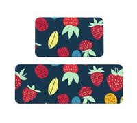 Strange Leaf Strawberry Rug Cushioned Kitchen Rugs Sets Of 2 Comfort Standing Mat For Home Decor Sink,Kitchen Mats For Floor Non Slip Washable ，Laundr 17"X47"+17"X30"