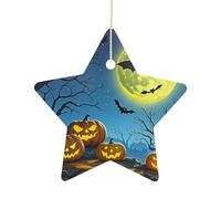 Strange Night Christmas Ornaments with Rope Creative Xmas Tree Hanging Decorations Personalized Star Ceramic Hanging Disc Ornaments for Home Holiday Party Supplies