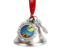 Strange Night Ornaments Silver Christmas Bell Ornaments with Wings & Heart Christmas Metal Jingle Bell Pendant with Red Ribbon for Home,Outdoor and Garden Decoration