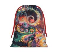 Strange Objects Patterned M drawstring bag, festive packaging bag, perfect for Christmas parties