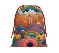 Strange Rainbow Patterned M drawstring bag, festive packaging bag, perfect for Christmas parties