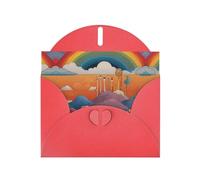 Strange Rainbow Patterned Red Greeting Card (with Envelope) | 6x4 inches - Perfect for Thanksgiving, Birthdays, Weddings, Holiday Parties