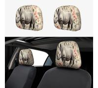 Strange Rhinoceros Head Rest Cover Car Accessories, 2 Pcs Car Seat Headrest Cover, Washable Headrest Protector Universal Fit To All Car Suvs Truck Van Vehicles Auto