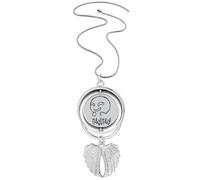Strange Sle Black Cute Chat Face Pendant Angel Wings Rotating Necklace Jewelry