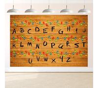 Stranger Birthday Backdrop, Cartoon Theme Photography Backdrop, Alphabet Wood Colourful Light String Birthday Party Decorations Banner for Home Room Decoration Party Decorations (5x3FT)