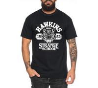 Stranger School - Men's T-Shirt Things Demogorgon Elfie Dustin Jane Hopper Upside Down tv blu-ray DVD Black Black XXL