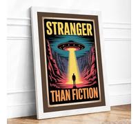 Stranger Than Fiction Retro Framed Wall Art Print A1 (84.1×59.4cm) White, Wall Decor for Living Room, Bedroom, Office & Home, Ready to Hang, Art Gift