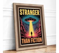 Stranger Than Fiction Retro Framed Wall Art Print A2 (59.4×42cm) Oak, Wall Decor for Living Room, Bedroom, Office & Home, Ready to Hang, Art Gift