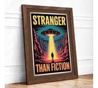 Stranger Than Fiction Retro Framed Wall Art Print A2 (59.4×42cm) Walnut, Wall Decor for Living Room, Bedroom, Office & Home, Ready to Hang, Art Gift