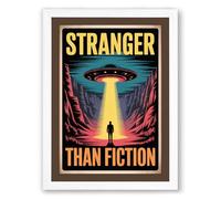 Stranger Than Fiction Retro Framed Wall Art Print A2 (59.4×42cm) White, Wall Decor for Living Room, Bedroom, Office & Home, Ready to Hang, Art Gift