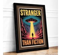 Stranger Than Fiction Retro Framed Wall Art Print A3 (42×29.7cm) Black, Wall Decor for Living Room, Bedroom, Office & Home, Ready to Hang, Art Gift