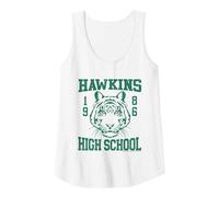 Stranger Things 1986 Tigers Hawkins High School Tank Top, Women, White, X-Large