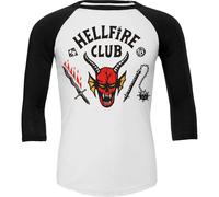 STRANGER THINGS 4 - HELLFIRE CLUB CREST - Raglan Contrast 3/4 Longsleeve Black & White Spiral Black M