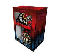 Pyramid International Stranger Things Gift Set with Mug, Coaster and Keyring in Presentation Gift Box (Hellfire Design) 11oz Ceramic Mug - Official Merchandise, Yellow