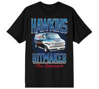 Stranger Things 5 Hawkins Hitmaker Van Radio Station Men's Crew Neck Short Sleeve Tee, Black, Large