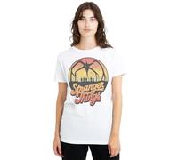 Stranger Things 80'S Sunset Mindflayer Group Ladies T Shirt, White, XX-Large
