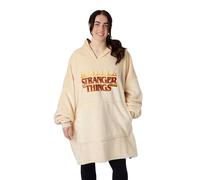 Stranger Things Adults Wearable Blanket Hoodie | Men & Womens Oversized Hooded Fleece Loungewear Cream OR Black | Sleepwear Costume Netflix Series Merchandise Gift