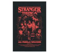 Stranger Things All Friends Welcome Poster - Black/Red - 90cm x 60cm - Black/Red - Black/Red