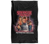 Stranger Things All Friends Welcome Poster Super Soft Snuggle Blanket with Silky Touch - 91 x 147 cm