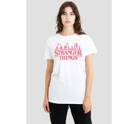 Stranger Things Bike Ride Logo Ladies T Shirt, White Stranger Things White XL