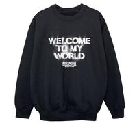 Stranger Things Boy's Welcome To My World Sweatshirt in Black | Size: 12-13 Years Stranger Things Black 12-13 Years
