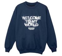 Stranger Things Boy's Welcome To My World Sweatshirt in Navy | Size: 9 Years Stranger Things Navy 9 Years