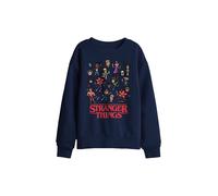 Stranger Things Cartoon Characters Kids Sweatshirt, Navy | Size: 5-6 Years Stranger Things Navy 5-6 Years