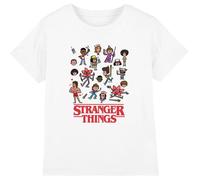 Stranger Things Cartoon Characters Kids T Shirt, White, 12-13 Years