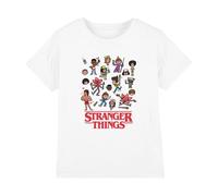 Stranger Things Cartoon Characters Kids T Shirt, White, 7-8 Years