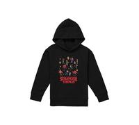 Stranger Things Cartoon Characters Youth Kids Pull-Over Hoodie, Black Netflix Black 9-11 Years