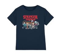 Stranger Things Cartoon Group Kids T Shirt, Navy, 9-10 Years
