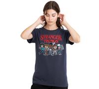 Stranger Things Cartoon Group Ladies T Shirt, Deep Navy Stranger Things Navy XL
