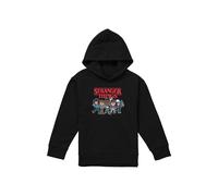 Stranger Things Cartoon Group Youth Kids Pull-Over Hoodie, Black | Size: 12-13 Years Stranger Things Black 12-13 Years
