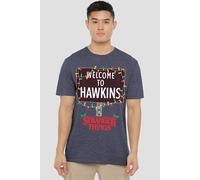 Stranger Things Christmas Welcome To Hawkins T-Shirt, Navy | Size: 3XL Stranger Things Navy 3XL