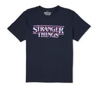 Stranger Things Chrome Logo Men's T-Shirt - Navy S